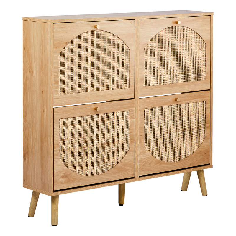 Armoire de rangement à chaussures en rotin, H 38,6 po x l 41,7 po x P 9,5 po, Brun