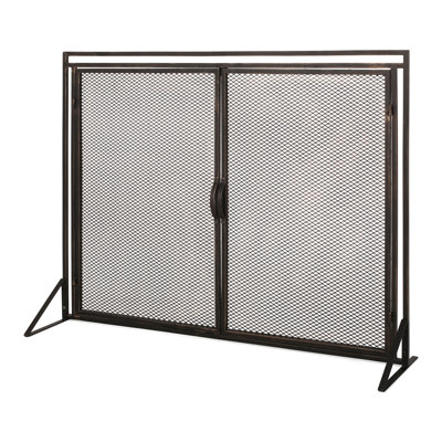 Iron Fireplace Screen With Matte Color - 40.27"W X 30.53"H, Attractive Feature Modern Screen, Black Space Saving
