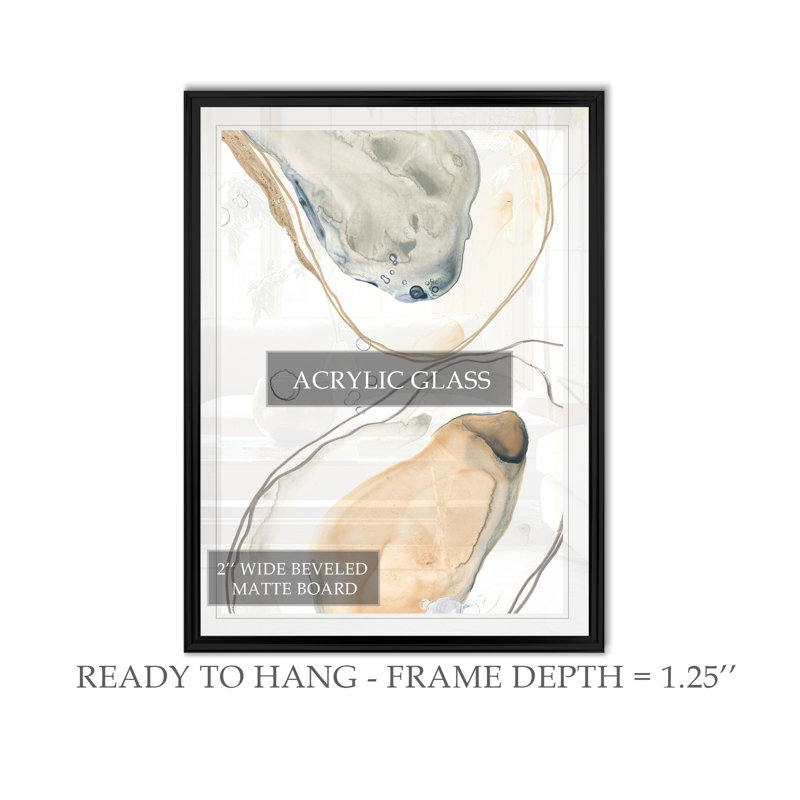 " Ocean Oysters III ", 18.5" H x 24.5" W, Framed Print, Black