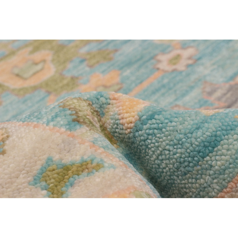 Tapis Oushak moderne noué à la main de conception unique 9 pi 4 po x 11 pi 10 po One Of Kind