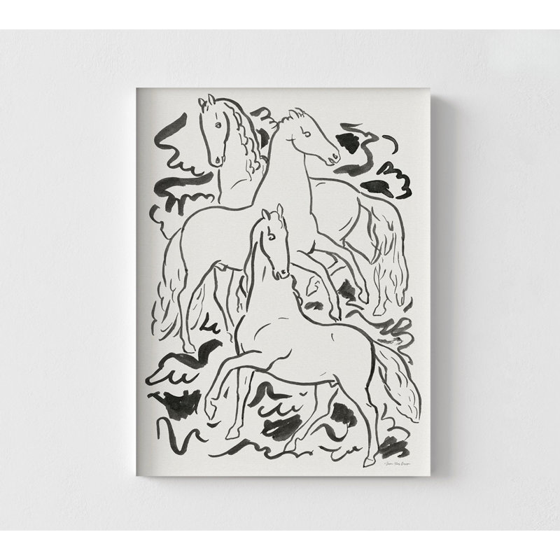 Conception de trois chevaux par sept arbres, décor de salon animaux de ferme, art cheval, affiche en forme de cheval rustique, affiche de rodéo