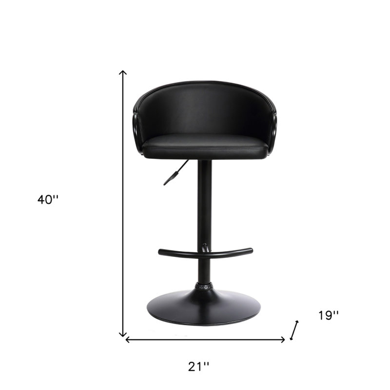 Chaise de bar pivotante à hauteur réglable en similicuir et fer noir