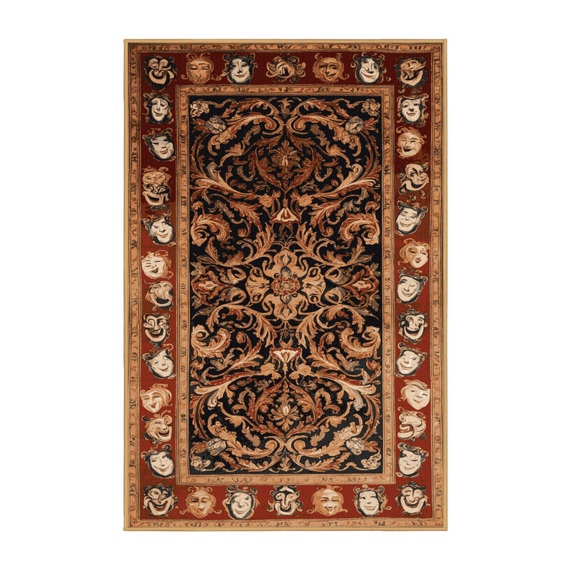 Tapis brun français lavable à la machine, Rectangle 5 pi x 7 pi