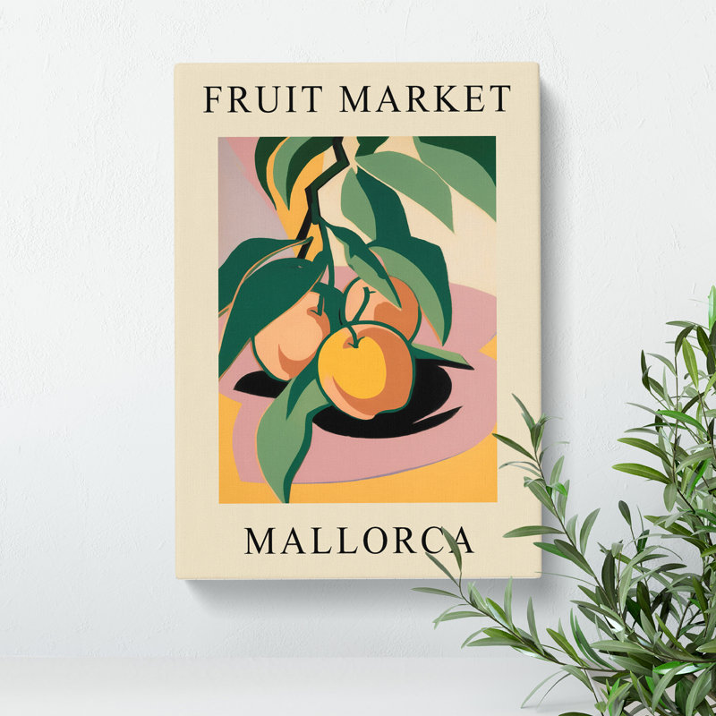 Peach Mallorca Fruit Market - Wrapped Canvas Print, 76cm H x 50cm W x 3cm D