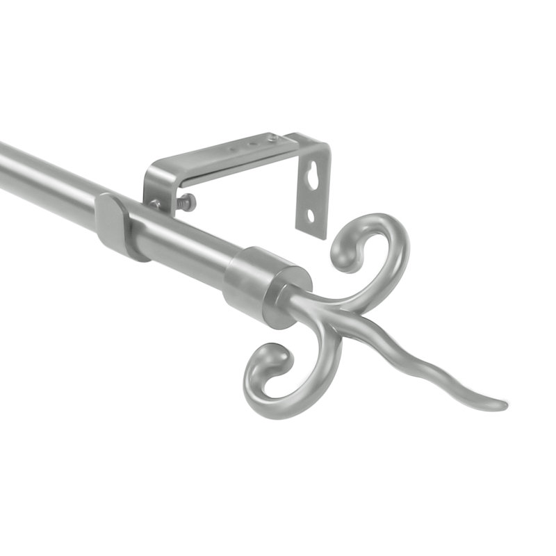 Tringle à rideaux simple Merrie Finial, H 1 po x l 48 po x P 1 po, Étain