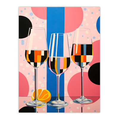 Wall Art Print Prosecco Party Colourful Pink Gender Reveal Baby Shower Geometric Painting Poster