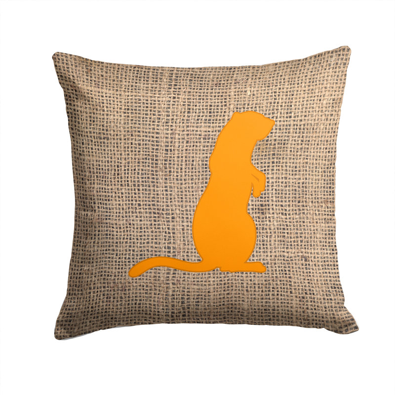 Coussin décoratif intérieur/extérieur en toile jute Meerkat, Orange, H 14 po x l 14 po x P 4 po