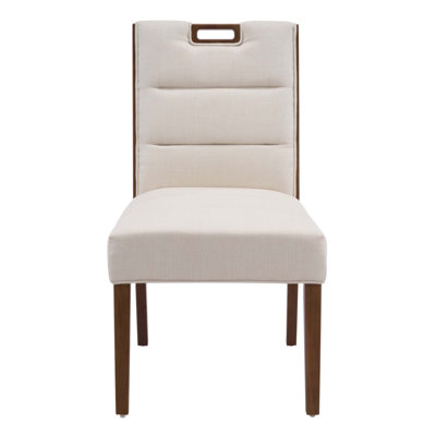 Chaises de salle à manger rembourrées sans accoudoirs avec structure en tissu et bois d'hévéa, ensemble de 2, parfaites pour les repas décontractés et formels