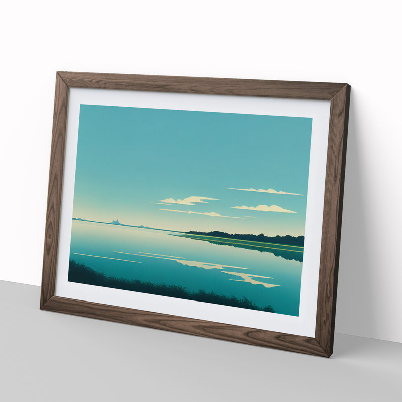 View of the Lake - Framed Print, 25cm H x 34cm W x 2cm D, Walnut