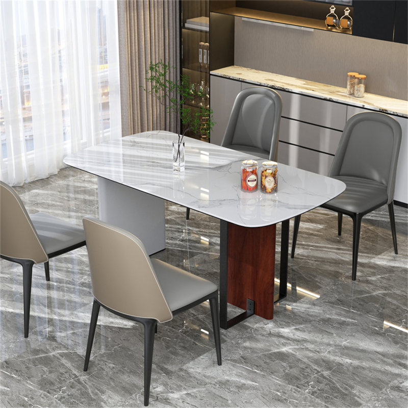 Marble Top Metal Base Dining Table