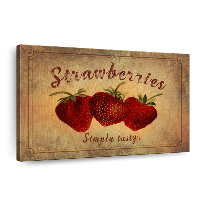 Fraises savoureuses sur toile, H 30 po x l 20 po x P 1,25 po