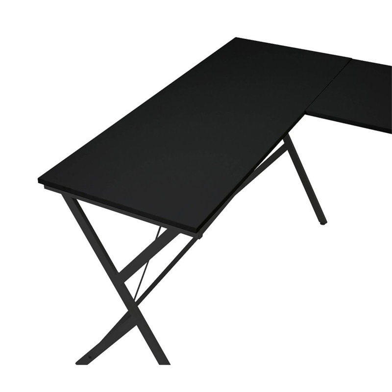 L-Shape Computer Desk With Computer Holder, Black, Black