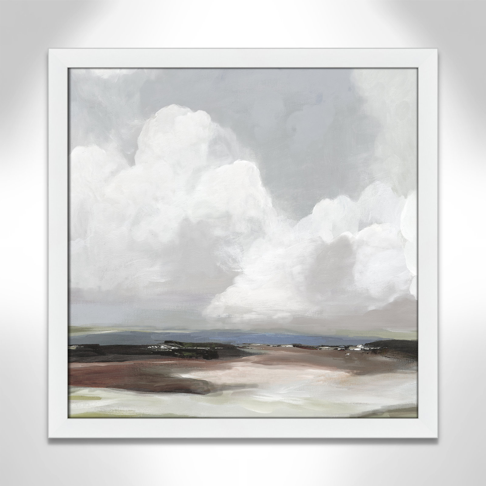 Avron "Morning Air" Painting, 24.5" H x 24.5" W x 1.12" D, White Framed