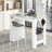  47'' Long Counter Height Table Bar Table Faux Marble Pub Table W/ Cabinet