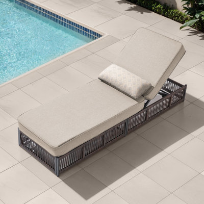 Laguna Outdoor Patio Chaise Lounge Chair, Luxury Rattan Recliner With 6-Position Backrest & 5-Inch Thick Cushions