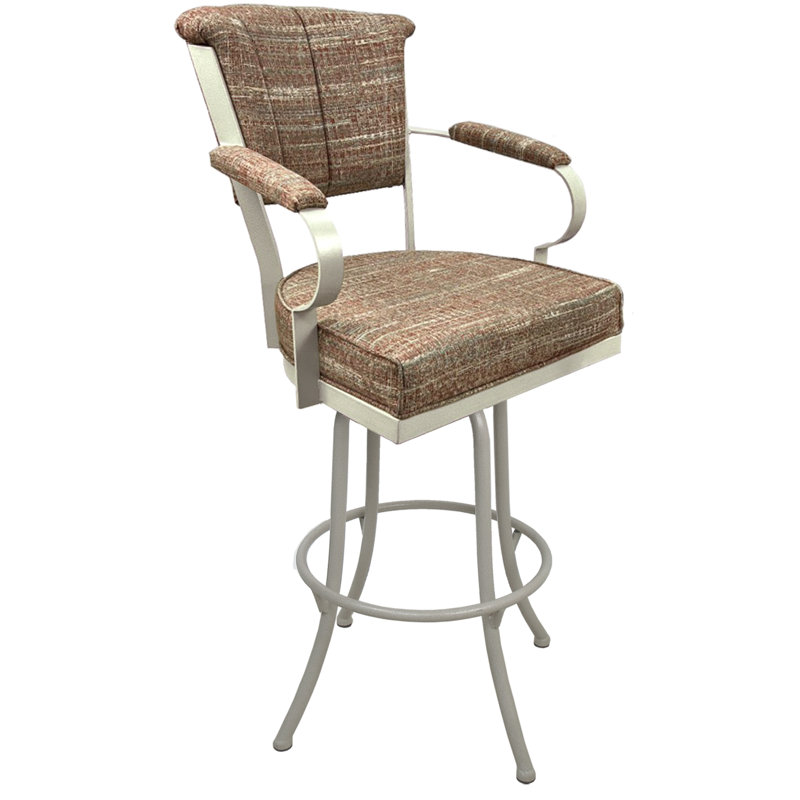 Kiahna Swivel Upholstered Counter Extra Tall Stool with Metal Frame, Dark Grey, Watusi Aquatint