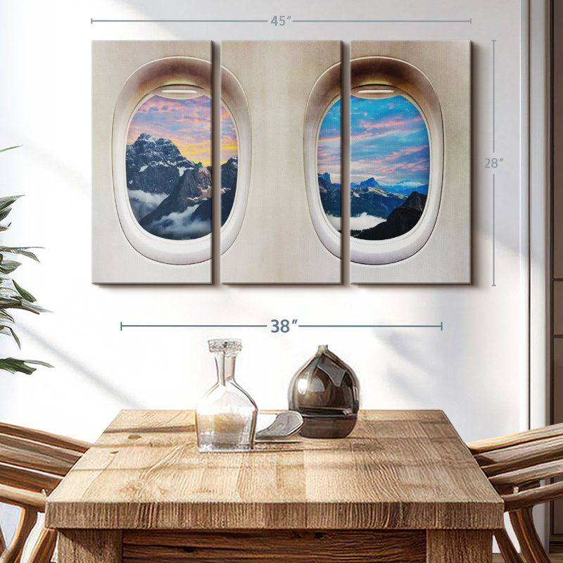 «Impression sur toile de fenêtres de l'avion de Transcacental» sur véhicule, H 28 po x l 45 po x P 1,25 po