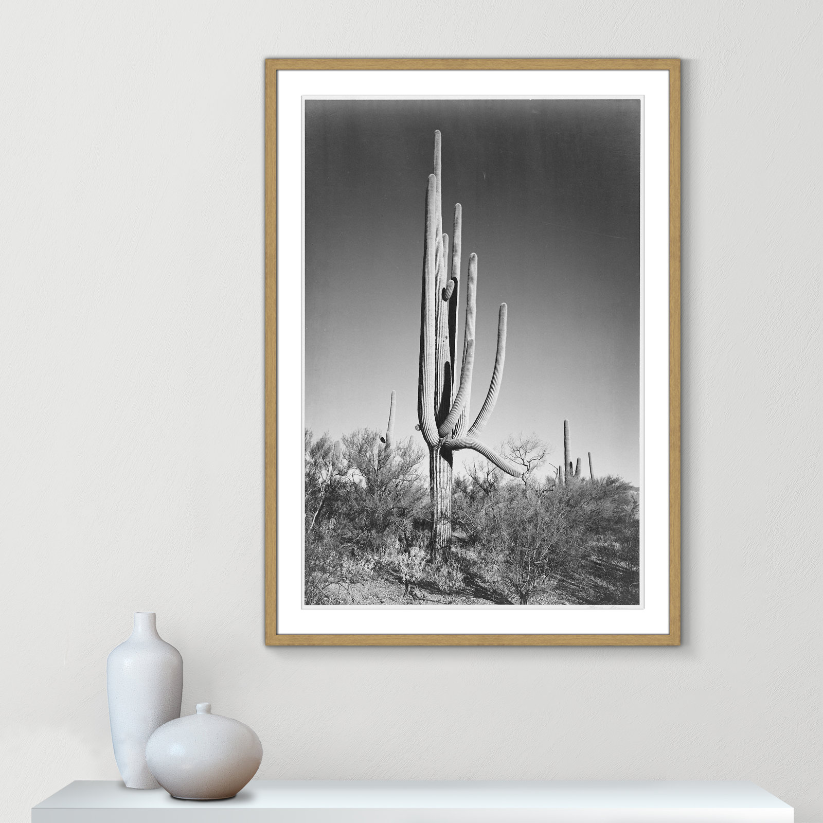 Saguaro National Monument Print by Ansel Adams, 41.5" H x 29.5" W x 0.75" D, Natural