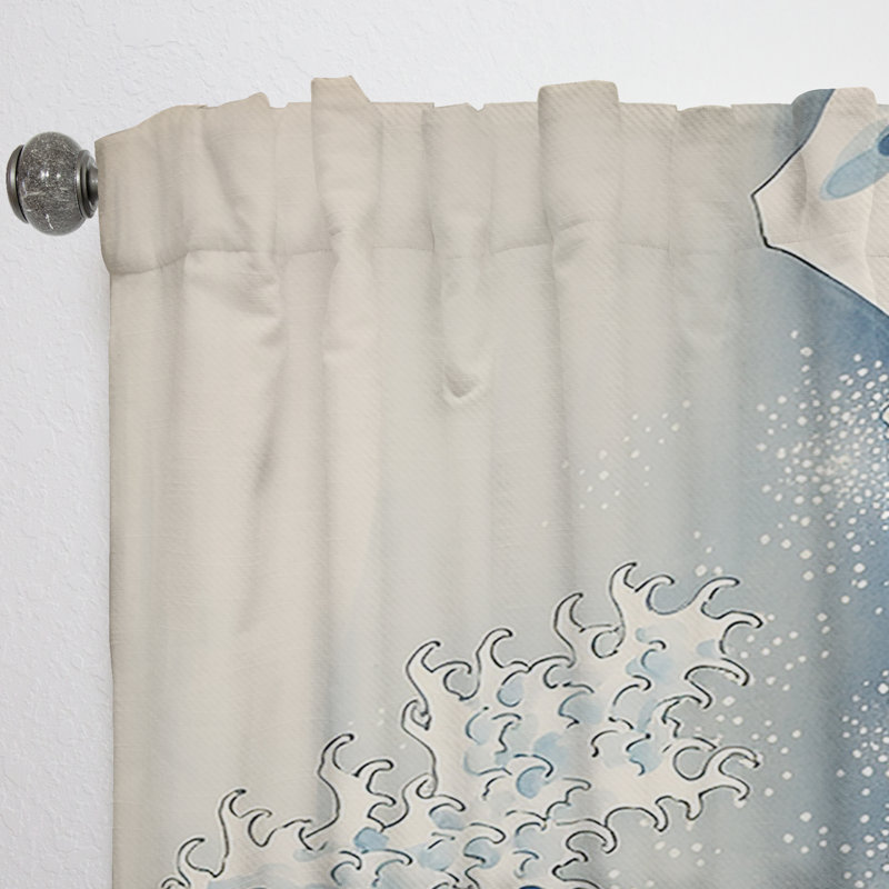 Masterpiece The Great Wave Of Kanagawa IV - Masterpiece Room Darkening Nature Curtain - 1 Panel, L 52 po x L 84 po