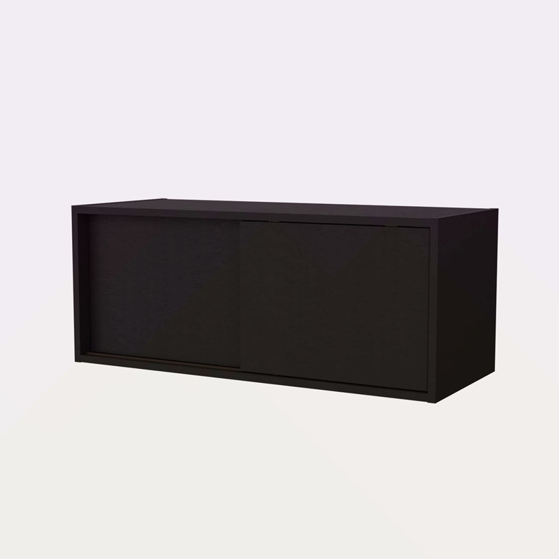 Armoire flottante avec porte coulissante, Noir