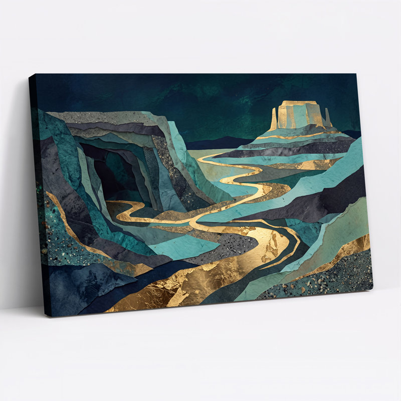 «Gold River», art mural sur toile canevas mesa, 24"H x 36"W