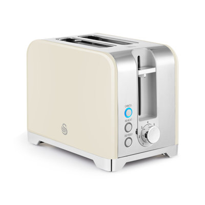 Swan  Solace 2 Slice Toaster, Premium High Gloss Finish, 7 Browning Levels, Defrost, Reheat and Cancel Functions, Non-Slip Feet, Self-Centring Function, 930W