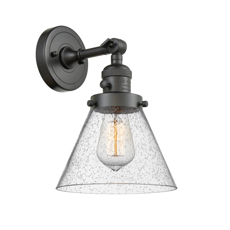 Cone 1 Light Sconce, Oil Rubbed Bronze, 3.5 Watt Vintage LED Bulb, Seedy