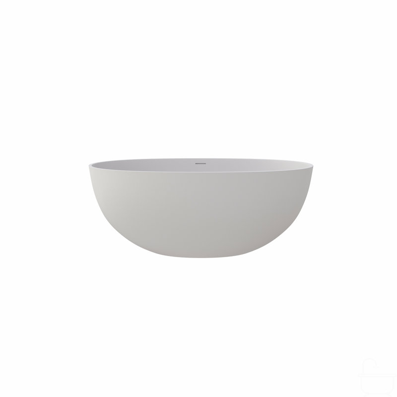 55"  Solid Surface Deep Soaking Bathtub, Matte White
