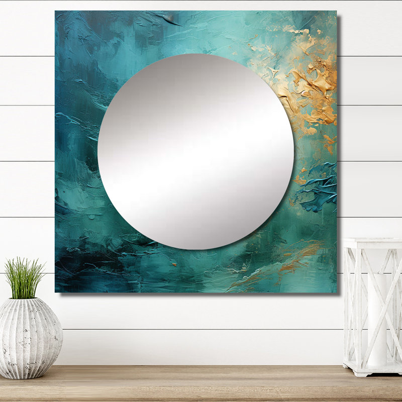 Denysha - Grand miroir carré abstrait pour décor mural, 36 po x 36 po