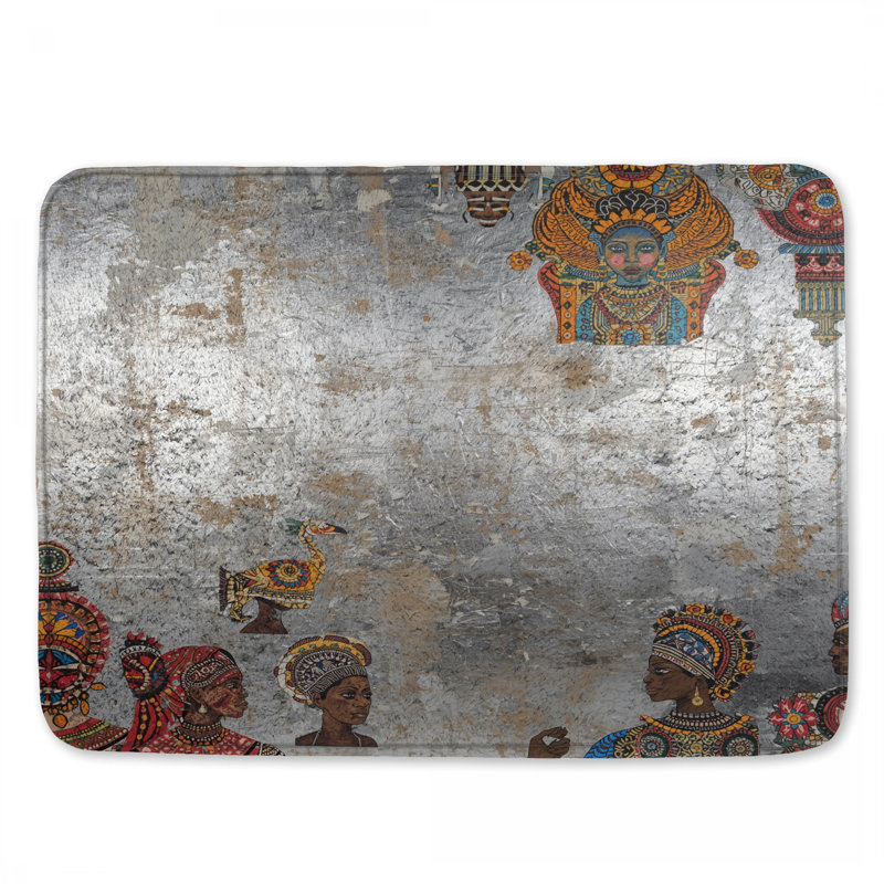 African Inspired Art Bath Mat, 34in W x 21in L