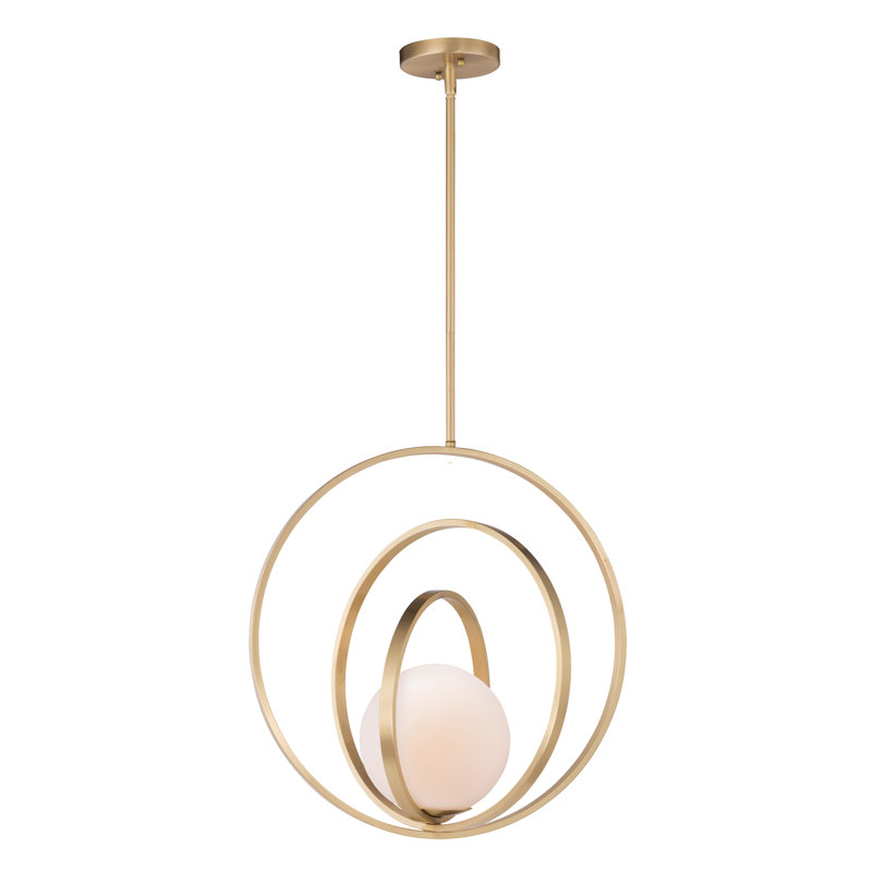 Luminaire suspendu géométrique 1 lumières simple Elidge, Laiton satiné