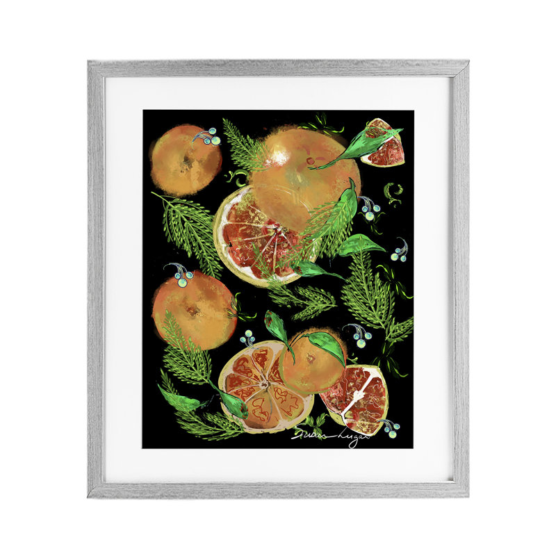 «Grapefruit & Ferns Medley», reproduction sous verre encadrée, conception de Susan Lugar, H 21 po x l 17 po