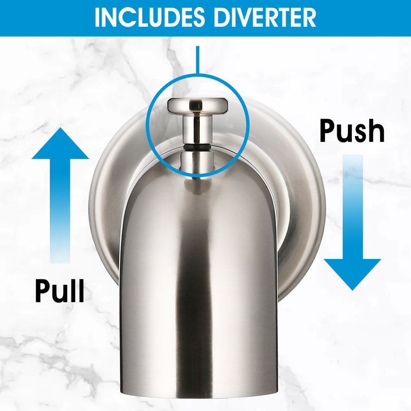 Wall Mounted Tub Spout Trim with Diverter, Brushed Nickel