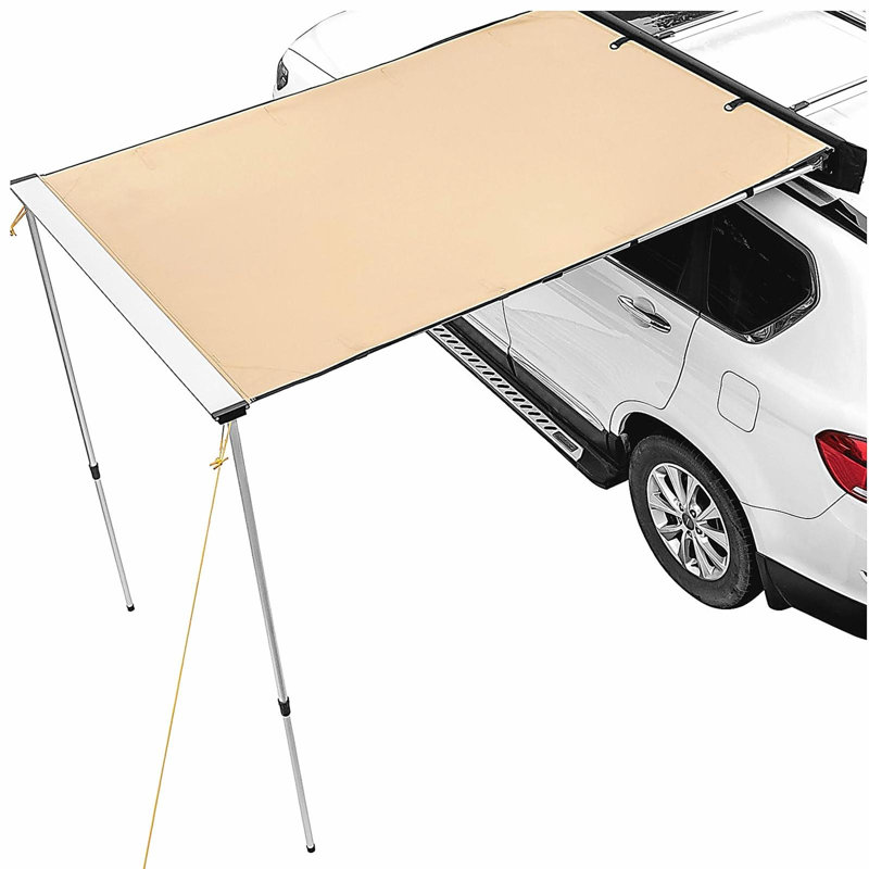 Car Side Awning, Large 6.6' x 8.2' Shade Coverage Vehicle Awning, PU3000mm UV50+ Retractable Car Awning with Waterproof Storage Bag, Height Adjustable, Suitable for Truck, SUV, Van, Campers