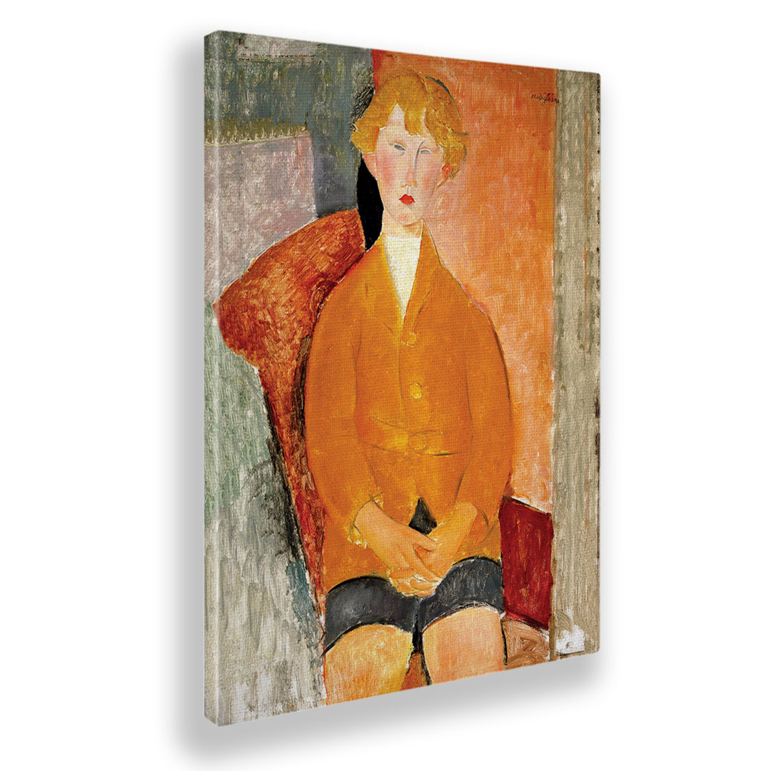 Gerahmtes Leinwandbild Boy With Short Pants von Amedeo Modigliani