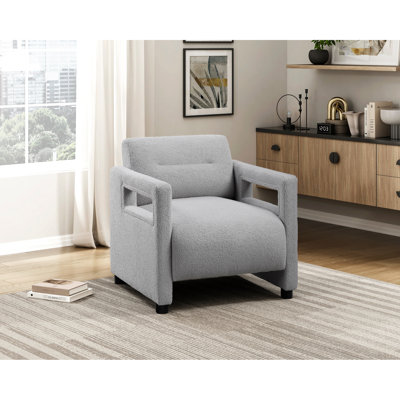 Fauteuil gris rembourré en contreplaqué, largeur de 31,5 po, capacité de 300 lb, assise confortable de luxe, profondeur de 22,5 po, structure, capacité