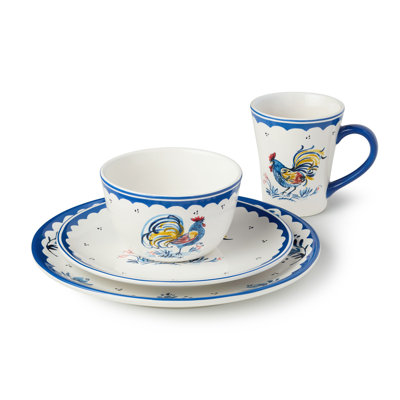 Certified International French Rooster 16‑piece Ceramic Dinnerware Set, Service For Four With Dinner Plates, Salad Plates, M In Multicolored