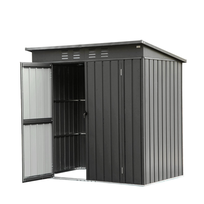 Remise de rangement avec cadre en acier galvanisé et porte verrouillable, H 70,55 po x l 65,35 po x P 44,3 po, Gris