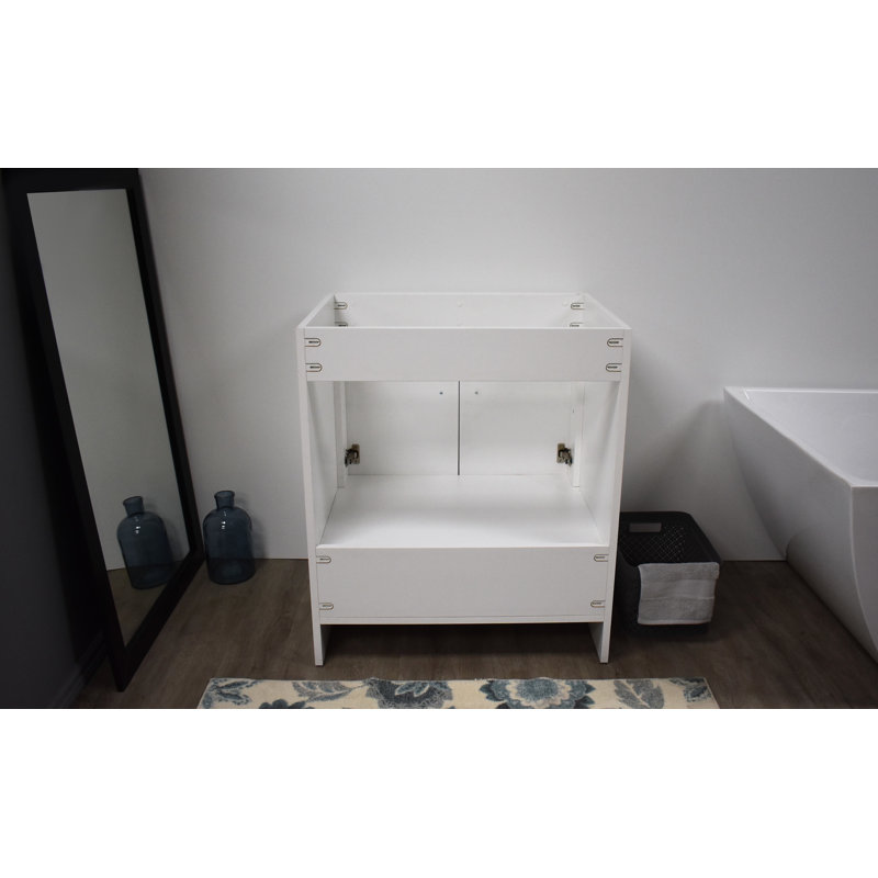 Capri 24" White Modern Bathroom Vanity with Brushed Nickel Handles