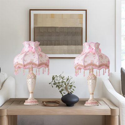 Rosdorf Park Handmade Fabric Lampshade Table Lamp 2Pcs