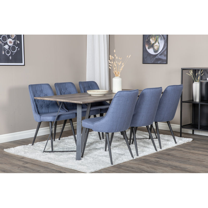 Rowe 6 - Person Dining Set, Blue
