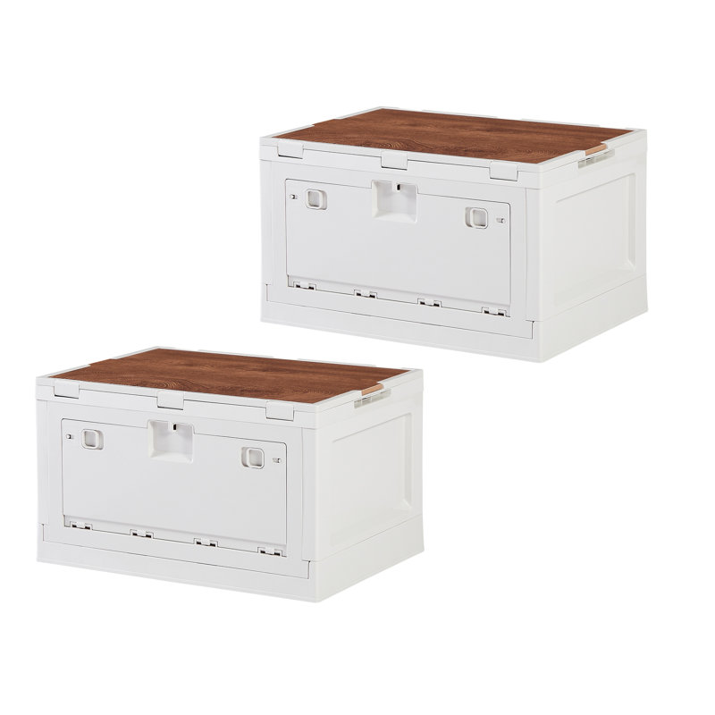 Aarn 2 Pack Plastic Collapsible Storage Bins with Lid, Multifunctional Stackable Folding Organizer Cube
