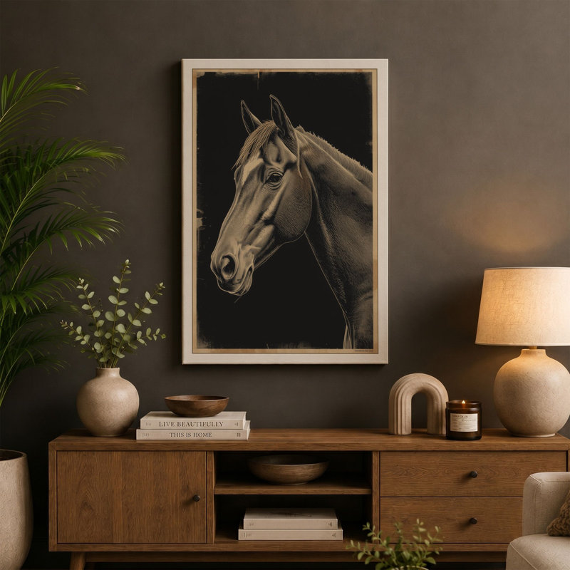 Dignified Horse Realism - Wrapped Canvas, 30x20 - 76.2 x 50.8 cm, Sage Border