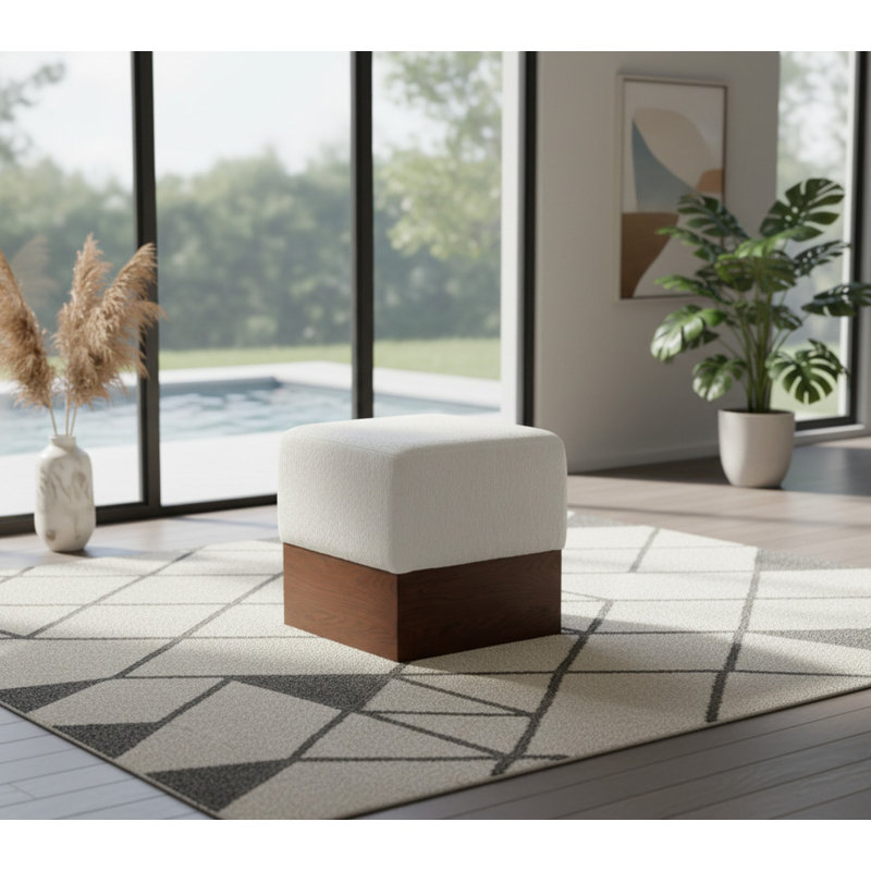 Repose-pieds / tabouret Madelen, Tissu velours beige, Brun