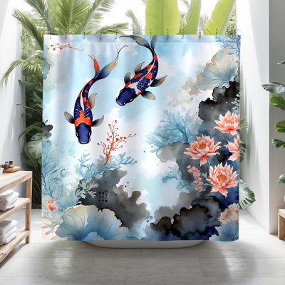 Rideau de douche Boot Koi Fish