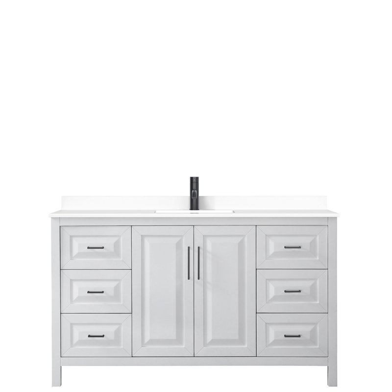 Ensemble de meuble-lavabo simple Daria, Blanc, Noir mat, 60"