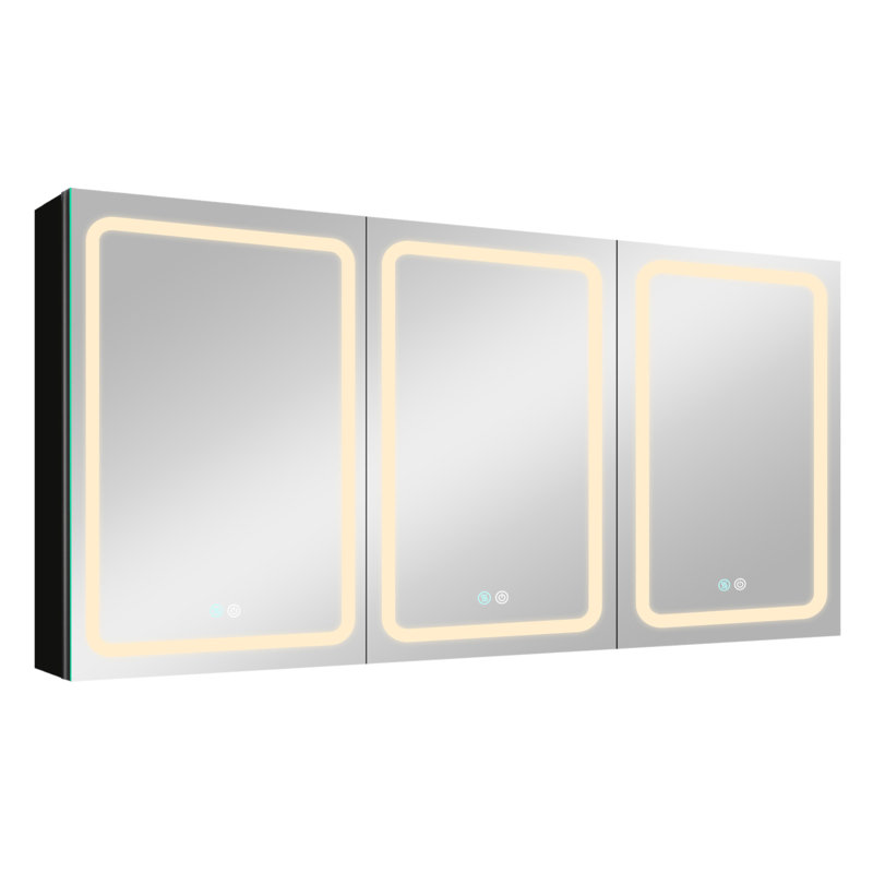 Armoire à pharmacie 60 pi x 30 po à DEL à double porte avec armoires à pharmacie pour salle de bain avec désembuage de miroir