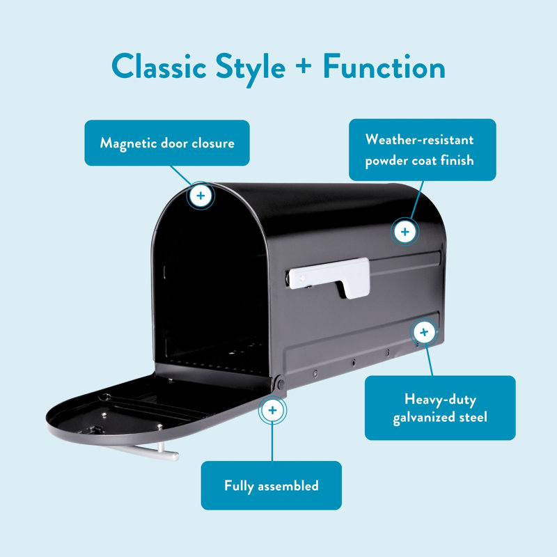 Boulder Post Mount Mailbox Black, Black