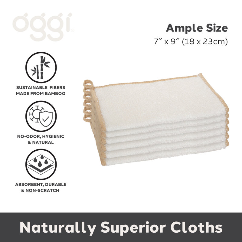 Set of 6 Kitchen Cloths Solid, White/Brown