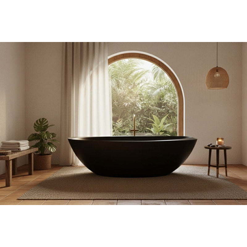 Baignoire profonde autoportante 74,8 po x 39,8 po, Noir